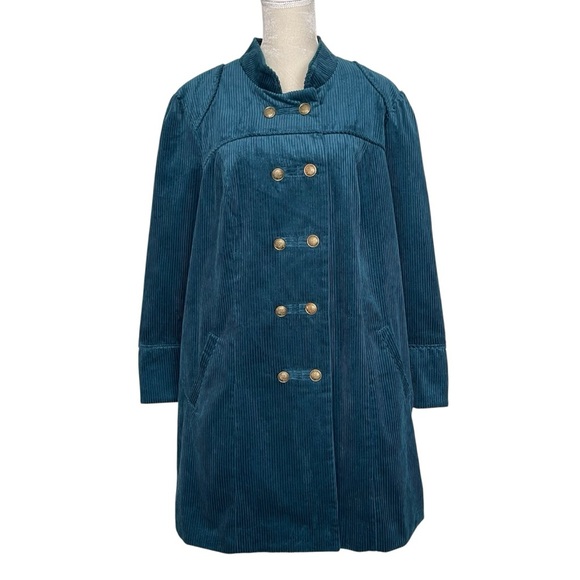 Roaman’s Corduroy Coat Jacket Women’s Plus Size 18W Gold Tone Buttons Teal - Picture 1 of 7